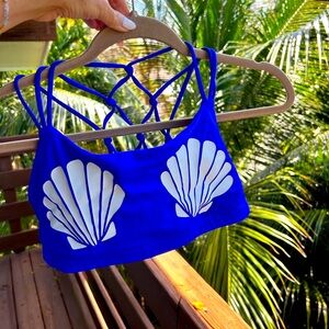 Mermaid Sports Bra with White Shell Design